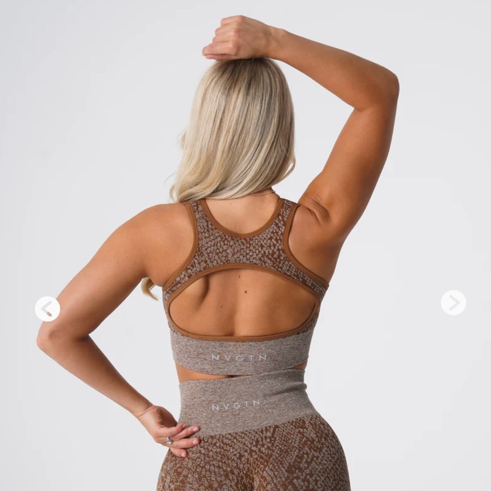 NVGTN Mocha Snakeskin Eclipse Seamless Bra M NWT Activewear